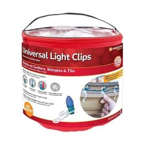 Simple Living Universal Light Clips‎ For Gutters, Shingles & Tile 300 Clips New